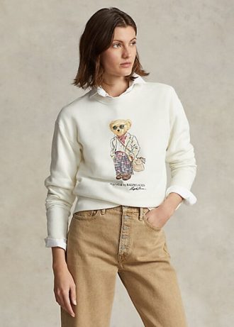 Krämfärgade Ralph Lauren Polo Bear Fleece sweatshirts med rund hals Krämfärgade Ralph Lauren Polo Bear Fleece sweatshirts med rund hals