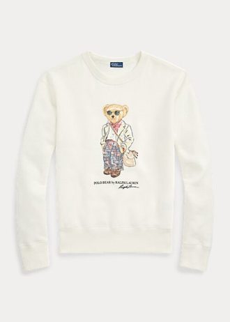 Krämfärgade Ralph Lauren Polo Bear Fleece sweatshirts med rund hals Krämfärgade Ralph Lauren Polo Bear Fleece sweatshirts med rund hals