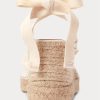 Krämfärgade Ralph Lauren Ralph Lauren Fringe-Trim Canvas Wedge Flat Shoes Krämfärgade Ralph Lauren Ralph Lauren Fringe-Trim Canvas Wedge Flat Shoes