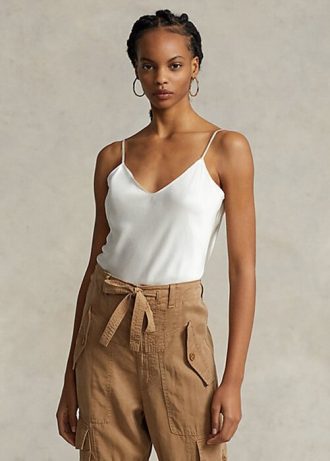 Krämfärgade Ralph Lauren Silk Camisole Toppar för kvinnor