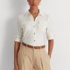 Krämfärgade Ralph Lauren Stretch Jersey-skjortor för kvinnor Krämfärgade Ralph Lauren Stretch Jersey-skjortor för kvinnor
