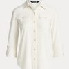 Krämfärgade Ralph Lauren Stretch Jersey-skjortor för kvinnor Krämfärgade Ralph Lauren Stretch Jersey-skjortor för kvinnor