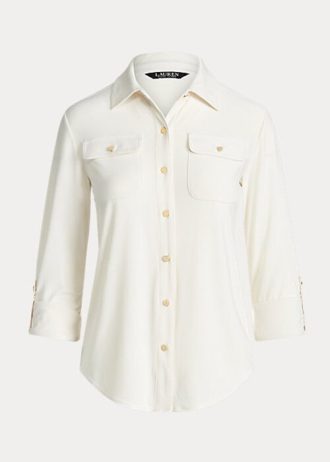 Krämfärgade Ralph Lauren Stretch Jersey-skjortor för kvinnor
