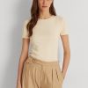 Krämfärgade Ralph Lauren T-shirts i stretchig bomull för kvinnor Krämfärgade Ralph Lauren T-shirts i stretchig bomull för kvinnor