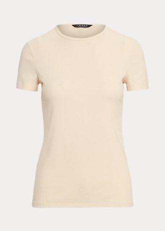 Krämfärgade Ralph Lauren T-shirts i stretchig bomull för kvinnor Krämfärgade Ralph Lauren T-shirts i stretchig bomull för kvinnor