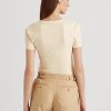 Krämfärgade Ralph Lauren T-shirts i stretchig bomull för kvinnor Krämfärgade Ralph Lauren T-shirts i stretchig bomull för kvinnor