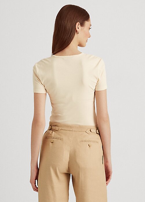 Krämfärgade Ralph Lauren T-shirts i stretchig bomull för kvinnor Krämfärgade Ralph Lauren T-shirts i stretchig bomull för kvinnor