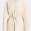 Krämfärgade Ralph Lauren Vändbara Quiltade Ripstop-jackor för kvinnor Krämfärgade Ralph Lauren Vändbara Quiltade Ripstop-jackor för kvinnor