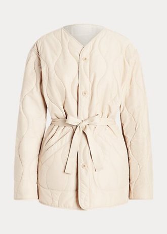 Krämfärgade Ralph Lauren Vändbara Quiltade Ripstop-jackor för kvinnor