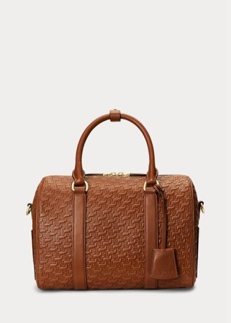 Lauren Tan/Buff dam Ralph Lauren präglade läder Medium Kaden väskor