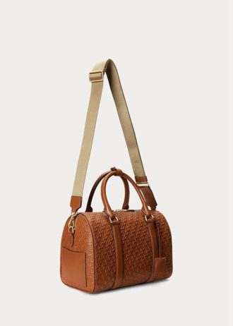 Lauren Tan/Buff dam Ralph Lauren präglade läder Medium Kaden väskor