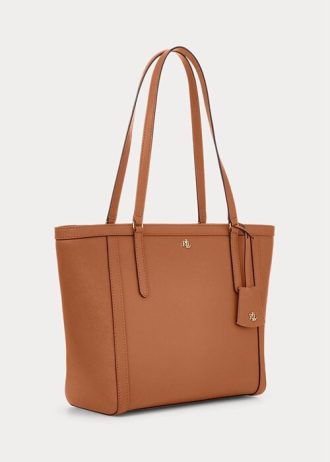 Lauren Tan Dam Ralph Lauren Crosshatch Läder Medium Clare Tygväskor