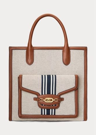 Lauren Tan/Navy Dam Ralph Lauren Canvas Stora Symone Tygpåsar