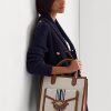 Lauren Tan/Navy Dam Ralph Lauren Canvas Stora Symone Tygpåsar Lauren Tan/Navy Dam Ralph Lauren Canvas Stora Symone Tygpåsar
