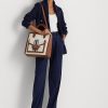 Lauren Tan/Navy Dam Ralph Lauren Canvas Stora Symone Tygpåsar Lauren Tan/Navy Dam Ralph Lauren Canvas Stora Symone Tygpåsar