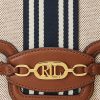 Lauren Tan /Navy Dam Ralph Lauren Randig Canvas Medium Handväska Lauren Tan /Navy Dam Ralph Lauren Randig Canvas Medium Handväska