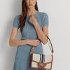 Lauren Tan /Navy Dam Ralph Lauren Randig Canvas Medium Handväska Lauren Tan /Navy Dam Ralph Lauren Randig Canvas Medium Handväska
