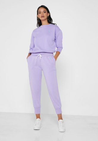 Lila dam Ralph Lauren träningsbyxor med vida ben