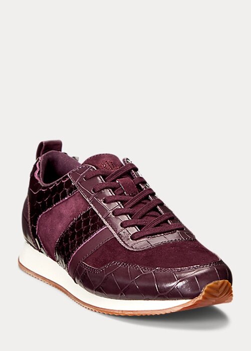 Lila Ralph Lauren Colten-präglat läder för kvinnor & Sneakers i mocka Lila Ralph Lauren Colten-präglat läder för kvinnor & Sneakers i mocka