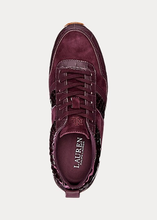 Lila Ralph Lauren Colten-präglat läder för kvinnor & Sneakers i mocka Lila Ralph Lauren Colten-präglat läder för kvinnor & Sneakers i mocka