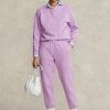Lila Ralph Lauren fleecefriidrottsbyxor för kvinnor Lila Ralph Lauren fleecefriidrottsbyxor för kvinnor