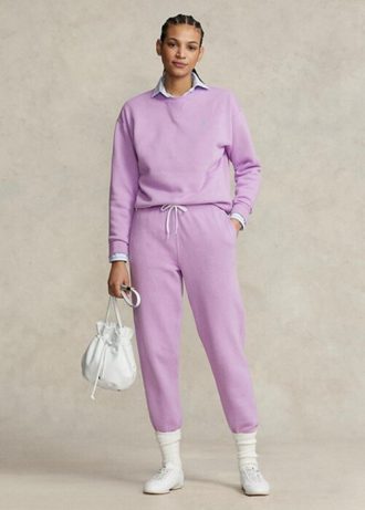 Lila Ralph Lauren fleecefriidrottsbyxor för kvinnor