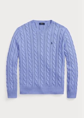 Lila Ralph Lauren Kabelstickad bomullströja för män