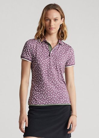 Lila Ralph Lauren skräddarsydda pikétröjor i stretchig passform för kvinnor