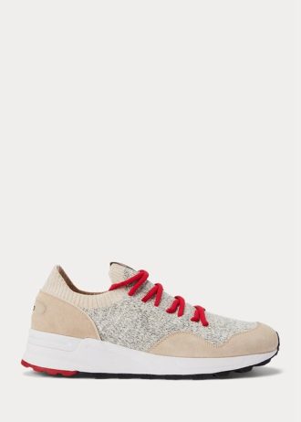 Ljusgrå Ralph Lauren Trackster 200II stickade sneakers för män