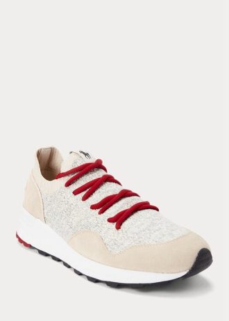 Ljusgrå Ralph Lauren Trackster 200II stickade sneakers för män
