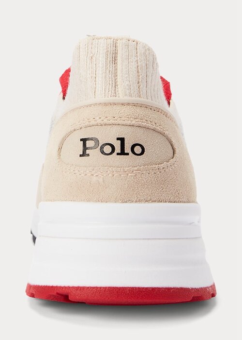 Ljusgrå Ralph Lauren Trackster 200II stickade sneakers för män Ljusgrå Ralph Lauren Trackster 200II stickade sneakers för män