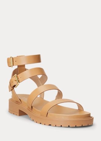 Ljusgul dam Ralph Lauren Kayleen Nappa Lädersandaler