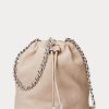 Ljusrosa dam Ralph Lauren tvättat läder Medium Emmy Bucket Bags