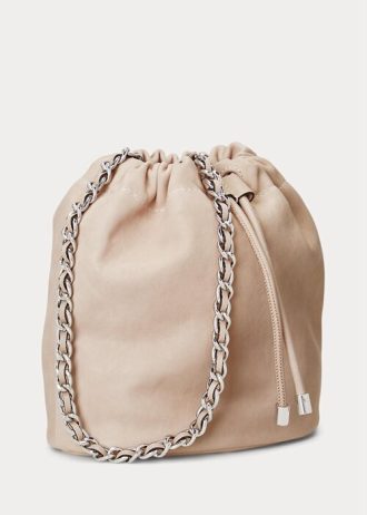 Ljusrosa dam Ralph Lauren tvättat läder Medium Emmy Bucket Bags