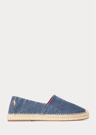 Lätt marinblå mäns Ralph Lauren Cevio tvättade canvas fritidsskor