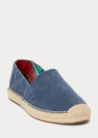 Lätt marinblå mäns Ralph Lauren Cevio tvättade canvas fritidsskor