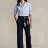 Marinblå dam Ralph Lauren Cady byxor med vida ben Marinblå dam Ralph Lauren Cady byxor med vida ben
