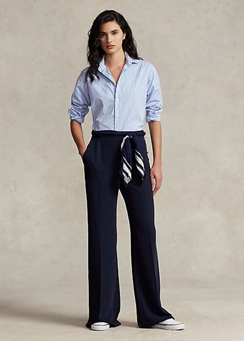 Marinblå dam Ralph Lauren Cady byxor med vida ben Marinblå dam Ralph Lauren Cady byxor med vida ben
