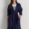 Marinblå dam Ralph Lauren Cotton-blandning twill kappor Marinblå dam Ralph Lauren Cotton-blandning twill kappor
