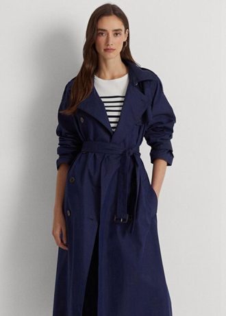 Marinblå dam Ralph Lauren Cotton-blandning twill kappor