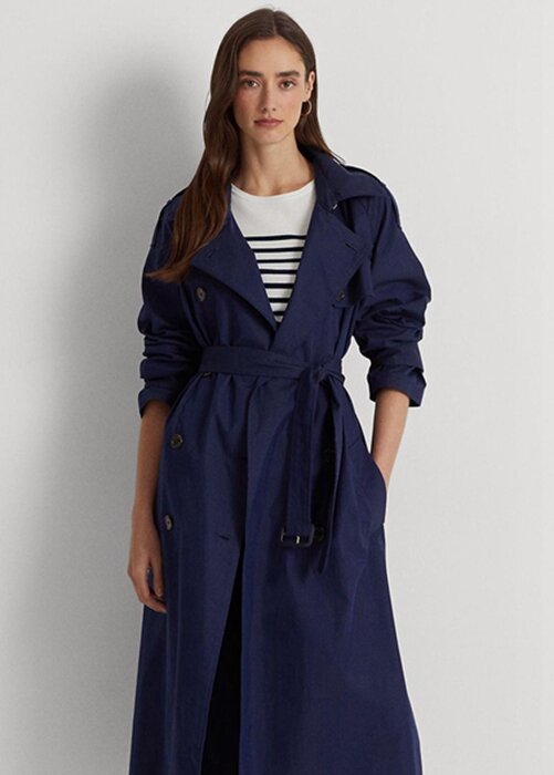 Marinblå dam Ralph Lauren Cotton-blandning twill kappor Marinblå dam Ralph Lauren Cotton-blandning twill kappor