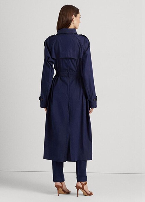 Marinblå dam Ralph Lauren Cotton-blandning twill kappor Marinblå dam Ralph Lauren Cotton-blandning twill kappor