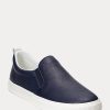 Marinblå dam Ralph Lauren Haddley logotyp Läder Slip-On Sneakers Marinblå dam Ralph Lauren Haddley logotyp Läder Slip-On Sneakers