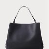 Marinblå dam Ralph Lauren Läder Medium Peyton Satchel Väskor