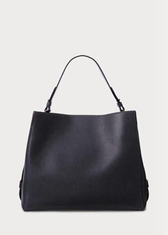 Marinblå dam Ralph Lauren Läder Medium Peyton Satchel Väskor