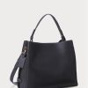 Marinblå dam Ralph Lauren Läder Medium Peyton Satchel Väskor