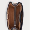 Marinblå dam Ralph Lauren Läder Medium Peyton Satchel Väskor