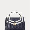 Marinblå Dam Ralph Lauren Nappa Läder Medium Farrah Satchel Väskor Marinblå Dam Ralph Lauren Nappa Läder Medium Farrah Satchel Väskor