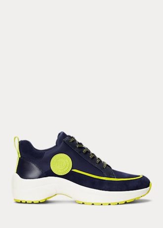 Marinblå dam Ralph Lauren Reaghan Läder & Sneakers i mocka