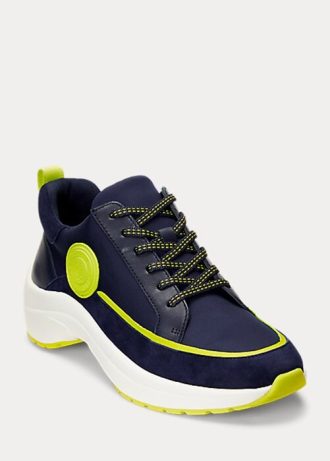Marinblå dam Ralph Lauren Reaghan Läder & Sneakers i mocka